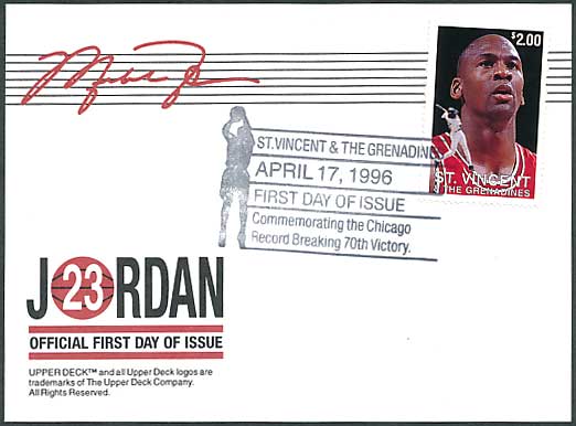 マイケル・ジョーダン 23K（金箔） 切手小型シート セントビンセント
