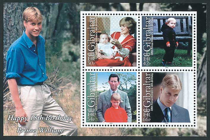 英国ウィリアム王子18歳誕生日記念 切手小型シート（タトウ付き