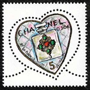 シャネル・バレンタイン グリーティング切手 2種セット フランス発行