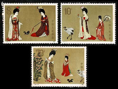 中国画「唐美人」 切手3種セット 中国発行 | 切手,中国切手 | 趣味の
