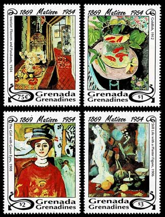 マティス絵画 切手4種セット グレナダ領グレナディーン諸島発行 | 切手