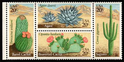 サボテンなど砂漠の植物 切手4種セット アメリカ合衆国発行 | 切手
