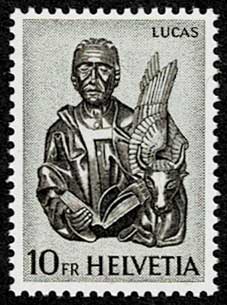 マタイ、マルコ、ルカ、ヨハネ 福音書記者切手4セット ヘルヴェティア