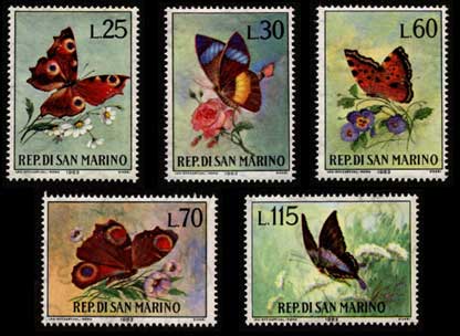 1963年 蝶切手5種セット サンマリノ発行 | 切手,ヨーロッパ | 趣味の