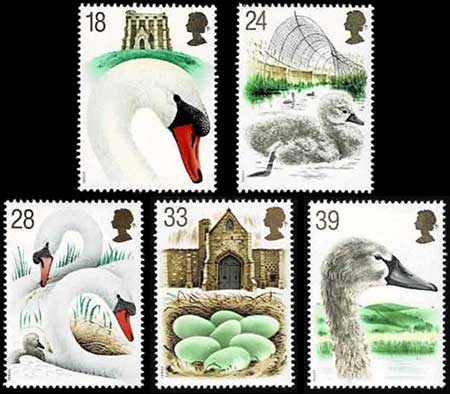 イギリス　英国　アボッツバリー白鳥飼養所600年　5種完 NH アボッツバリー白鳥飼育所600年記念 切手5種セット イギリス発行