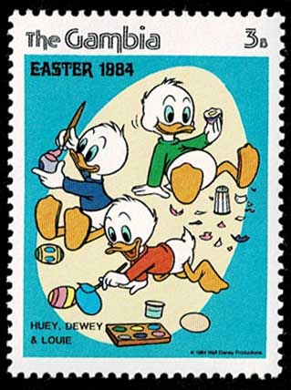1984年 イースターエッグを描くディズニーキャラクター 切手6種