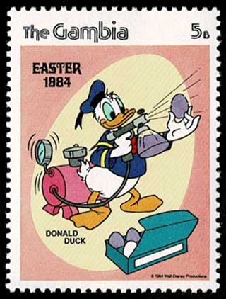 1984年 イースターエッグを描くディズニーキャラクター 切手6種