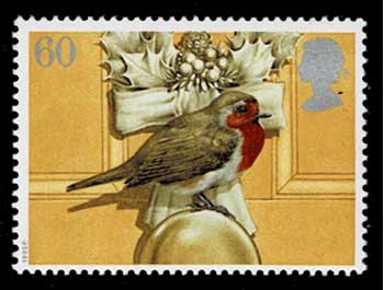 4049 外国切手 イギリス クリスマス 冬の風景 5種 1995年 クリスマスを告げるヨーロッパコマドリ 切手5種セット