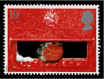 4049 外国切手 イギリス クリスマス 冬の風景 5種 1995年 クリスマスを告げるヨーロッパコマドリ 切手5種セット