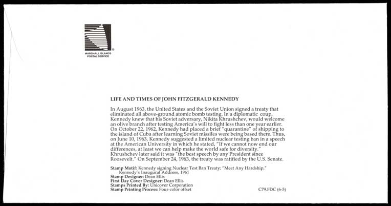 J.F.ケネディ大統領就任35周年記念 初日カバー6種セット マーシャル
