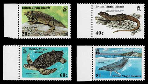 1988年 海洋生物 切手4種セット イギリス領ヴァージン諸島発行