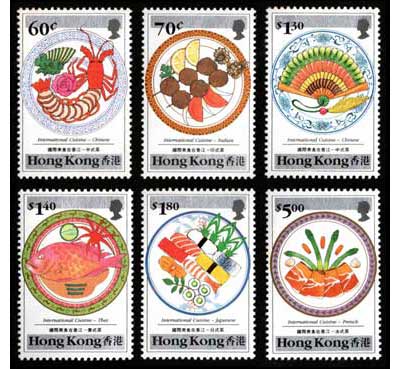 2002 外国切手 香港 1990年 世界の料理 グルメ  和食 等6種完 2002 外国切手 香港 1990年 世界の料理 グルメ 和食 等6種完