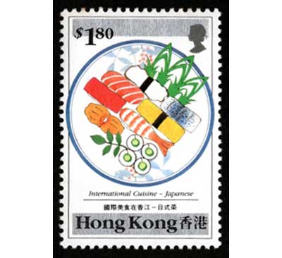2002 外国切手 香港 1990年 世界の料理 グルメ  和食 等6種完 2002 外国切手 香港 1990年 世界の料理 グルメ 和食 等6種完