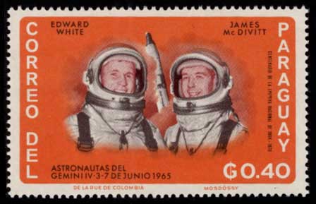 1966年 アメリカ人初の宇宙遊泳を行ったエドワード・ホワイトなど 切手