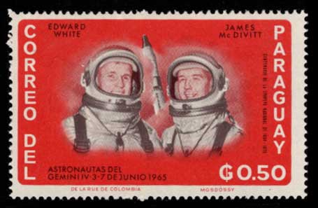 1966年 アメリカ人初の宇宙遊泳を行ったエドワード・ホワイトなど 切手