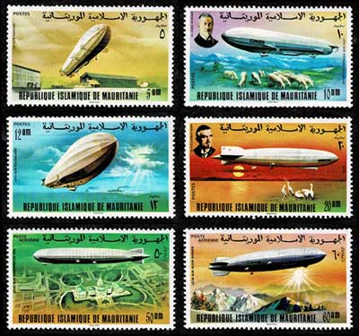 1976年 ツェッペリン飛行船75周年記念 切手6枚セット モーリタニア発行