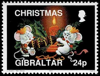 ネズミとクリスマス 切手4種セット イギリス領ジブラルタル発行 | 切手