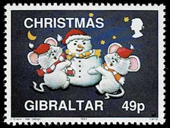 ネズミとクリスマス 切手4種セット イギリス領ジブラルタル発行 | 切手
