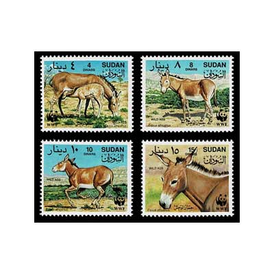 1994年 WWF（世界自然保護基金）絶滅危惧種 アフリカノロバ切手4種