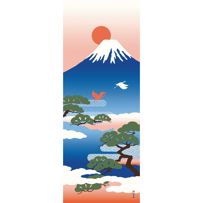 絵てぬぐい　富士山と松