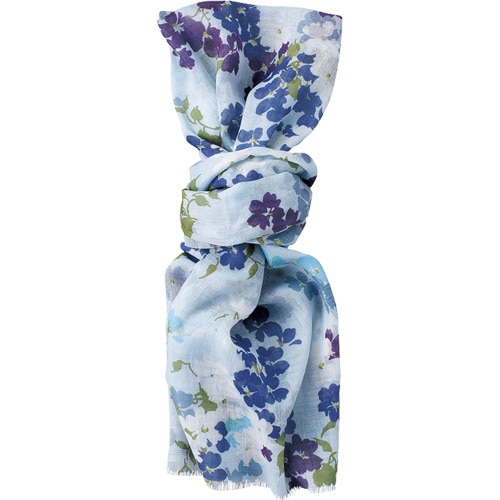 綿ストール　ガーデン　ブルー