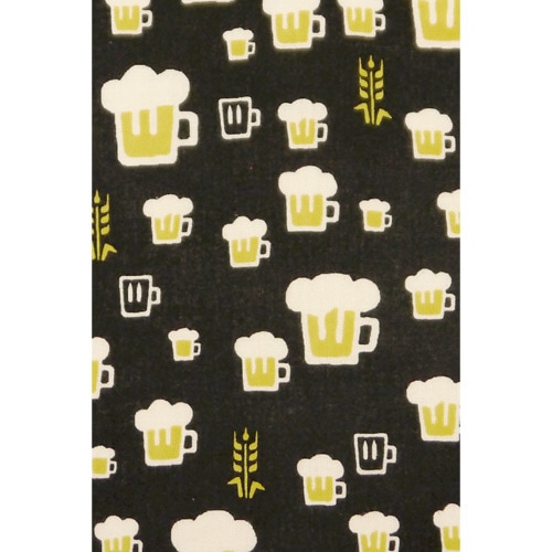 てぬぐい　麦とビール　黒
