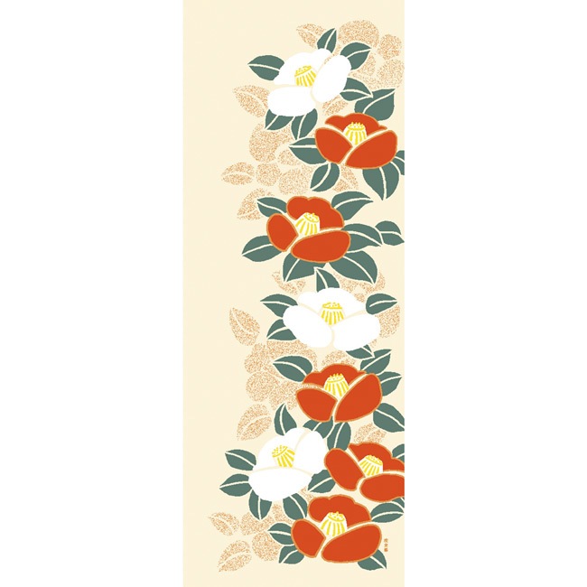 絵てぬぐい　椿によせて