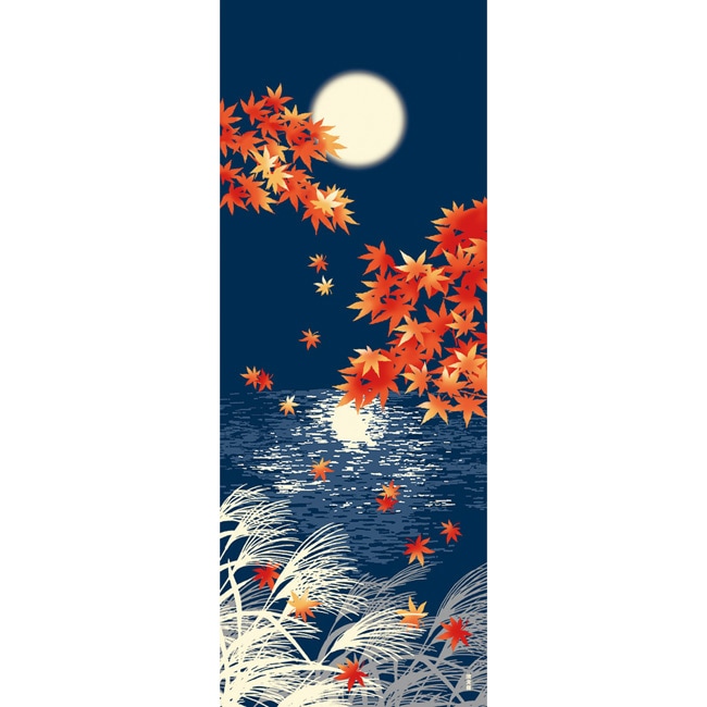 絵てぬぐい　秋の月明かり