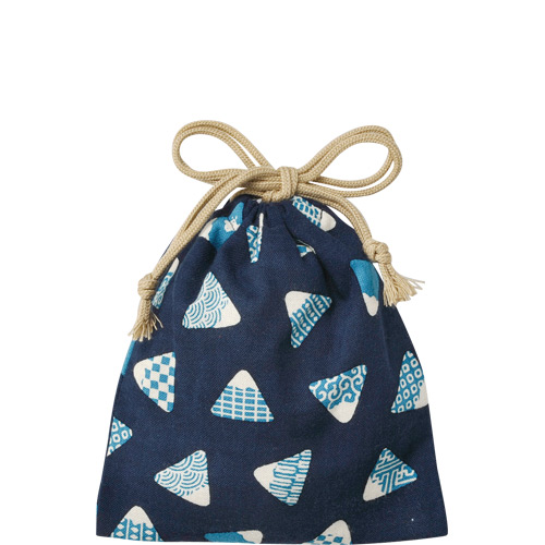 巾着小　富士山むすび　紺