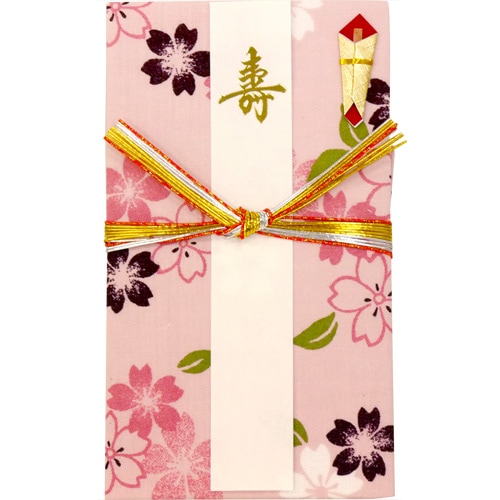 てぬぐいのはんかち　金封　寿　はんなり桜　ピンク