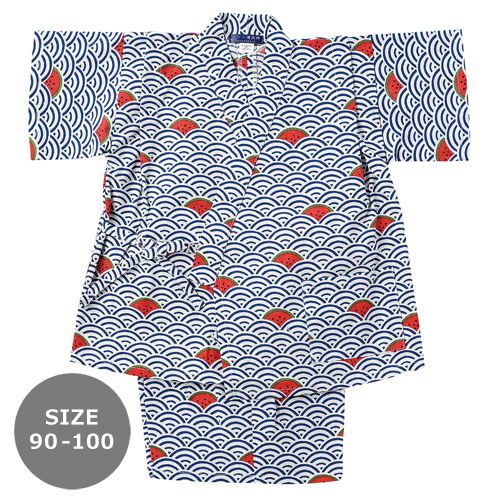 90-100サイズ　キッズ甚平　すいかいは