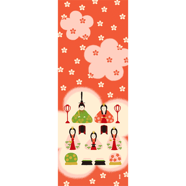 絵てぬぐい　和み雛