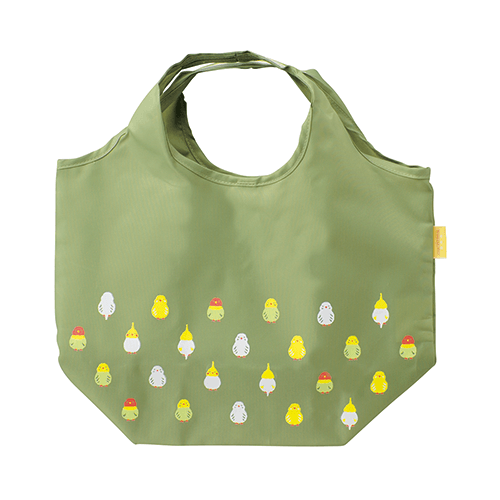 エコトート小　インコ並べ　グリーン