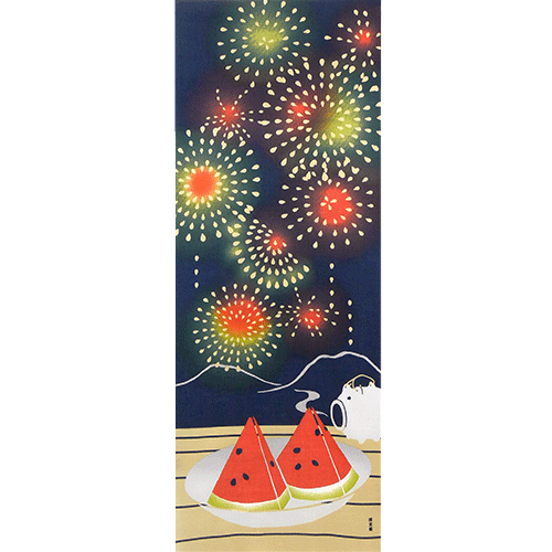 絵てぬぐい　スイカ花火　