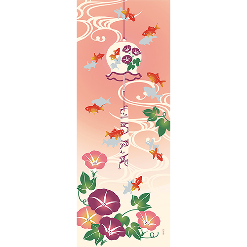 絵てぬぐい　夏およぐ金魚