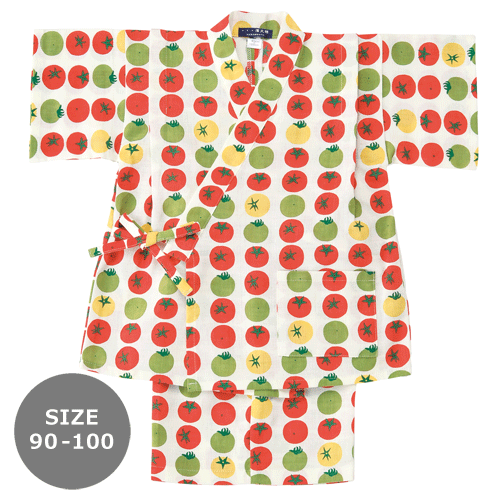 90-100サイズ　キッズ甚平　いろどりトマト