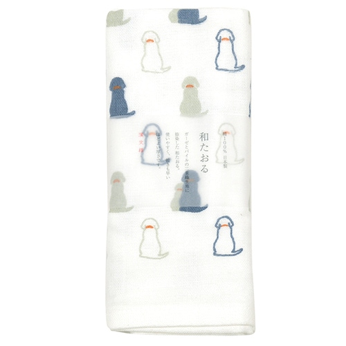 和たおるフェイス　おすわりわんこ