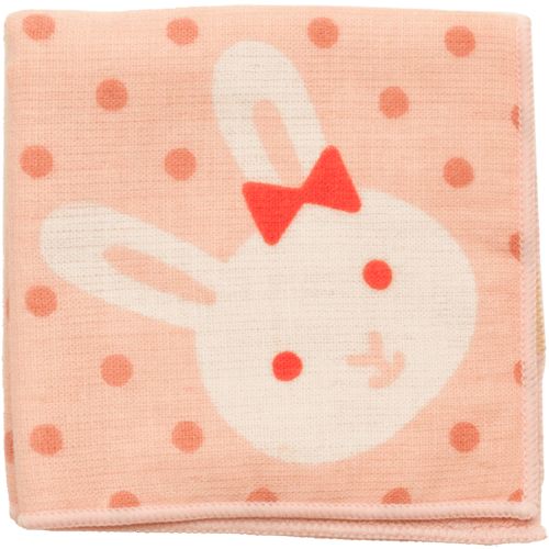キッズタオルハンカチ　水玉うさちゃん