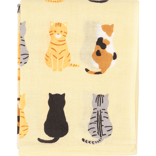 てぬぐいのはんかち　おすわり猫ならべ