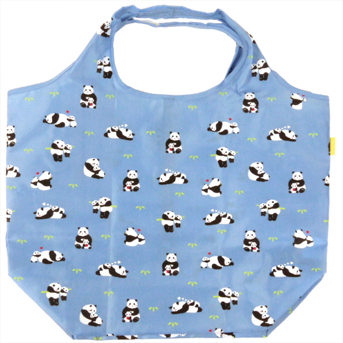 エコトート大　仲良しパンダ親子　ブルーグレー