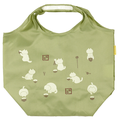 エコトート小　抹茶ねこ　グリーン