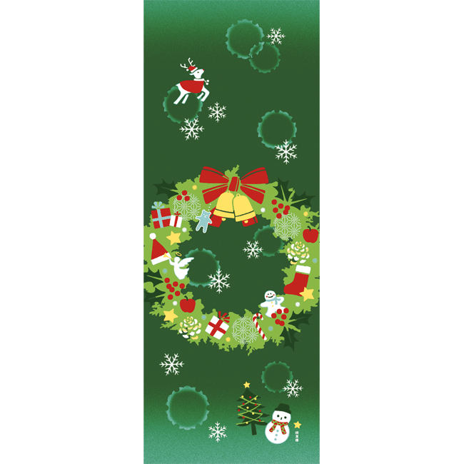 絵てぬぐい　クリスマスリース