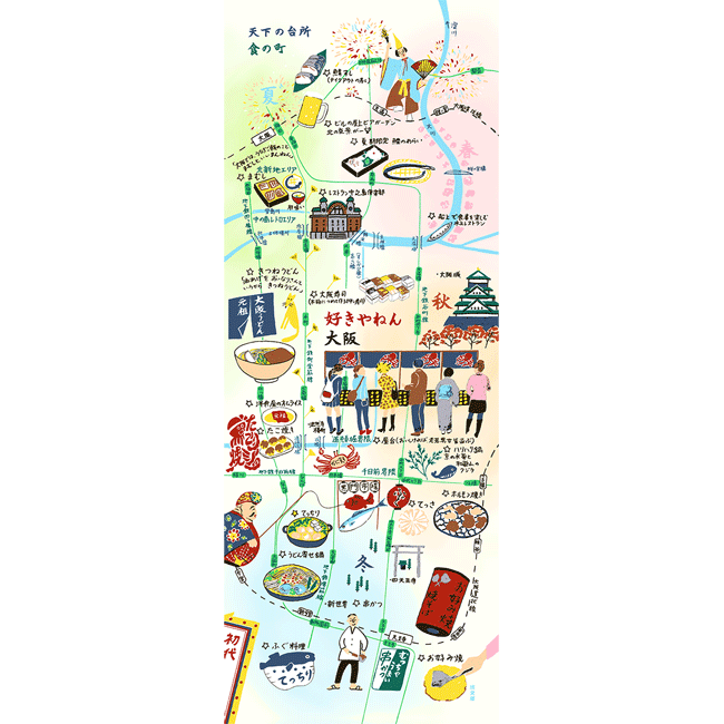 絵てぬぐい　好きやねん大阪