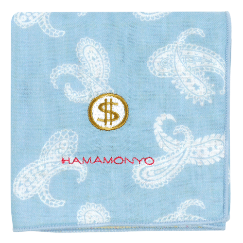 リバーシブルガーゼハンカチ　ペイズリーとドル