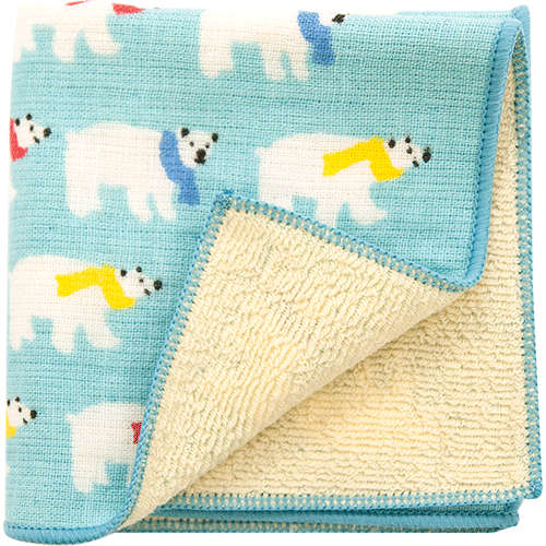 キッズタオルハンカチ　おでかけシロクマ