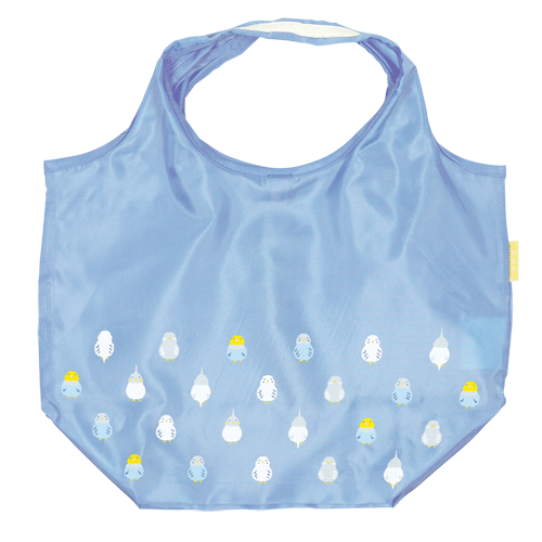 エコトート小　インコ並べ　ブルーグレー