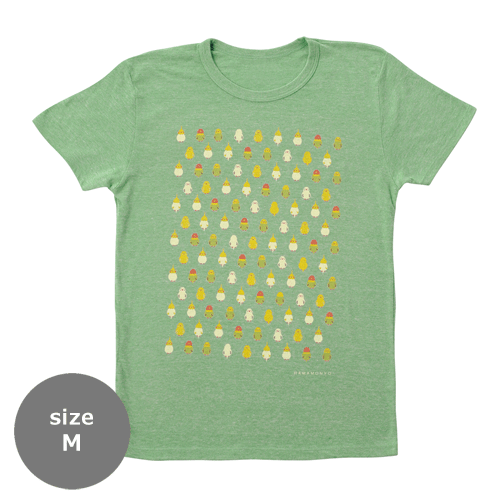 TシャツM　インコ並べ　グリーン
