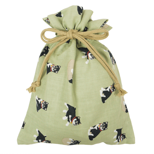 巾着大　黒柴くん　グリーン