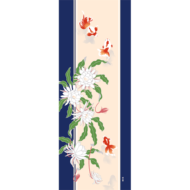 絵てぬぐい 月下美人に金魚｜▽アイテム・用途で選ぶ,絵てぬぐい,絵