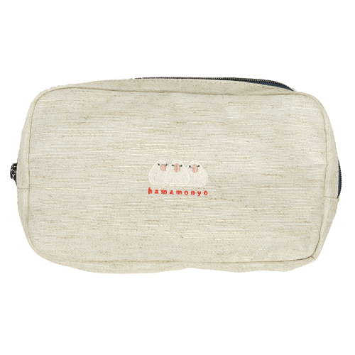 ナチュラルフリーポーチ　おしくら文鳥